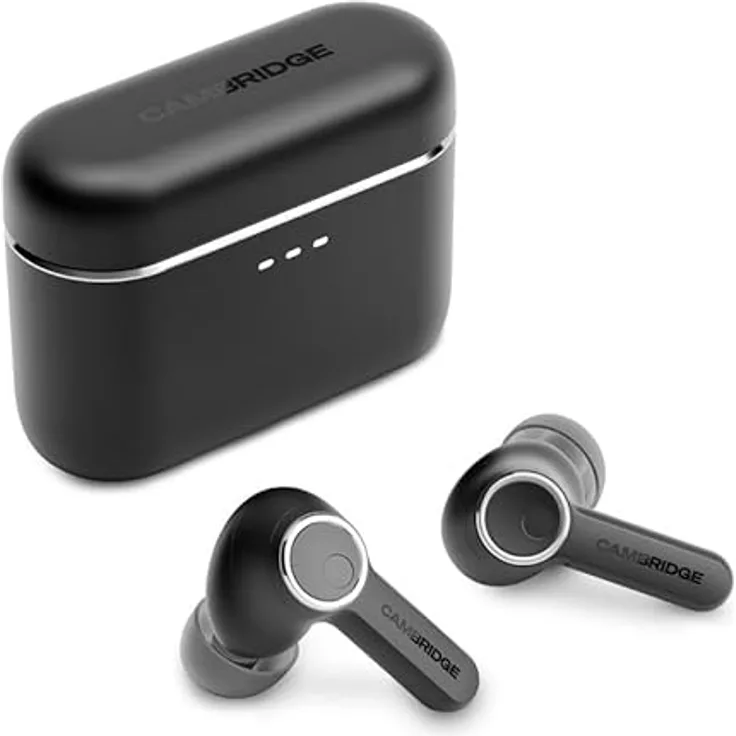 Cambridge Audio Melomania A100, In-Ear True Wireless Kopfhörer mit adaptiver aktiver Geräuschunterdrückung, aptX Lossless Bluetooth, bis zu 39 Stunden Akkulaufzeit, Schwarz