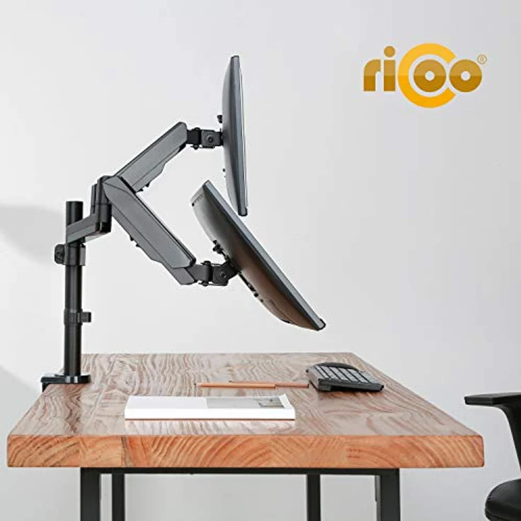 RICOO Monitor Halterung Tisch Gasdruckfeder für 17-32 Zoll, VESA Tischhalterung, Monitorarm TS3911, Monitorhalterung 2 Monitore Arm Bildschirmhalterung Bildschirm Halter, Arme für Computermonitore – Bild 4