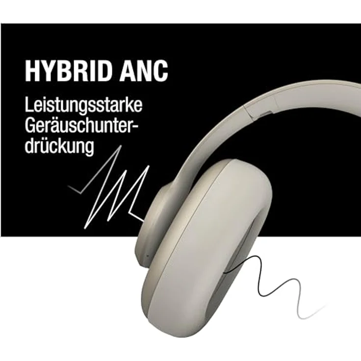 Fresh 'n Rebel Clam Ace Bluetooth Kopfhörer Over Ear mit Hybrid Active Noise Cancelling, 60 Stunden spielzeit, Perfect Calling, Schnellladung, Wind-Noise Cancelling, Tastensteuerung (Beige) – Bild 3