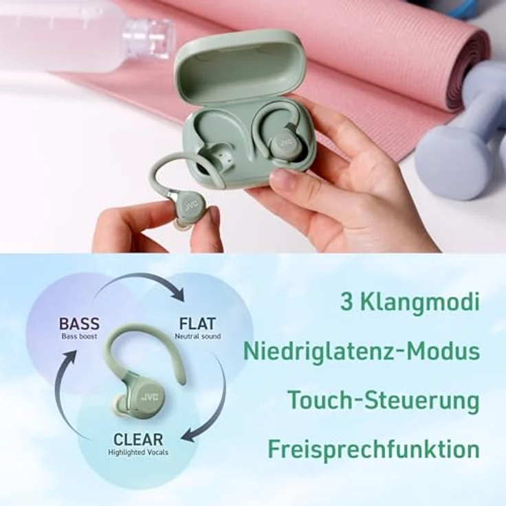 JVC HA-EC75T-G-U, Kabellose In-Ear-Kopfhörer mit 11 Stunden Akkulaufzeit, IP57-zertifiziert, Grün – Bild 7