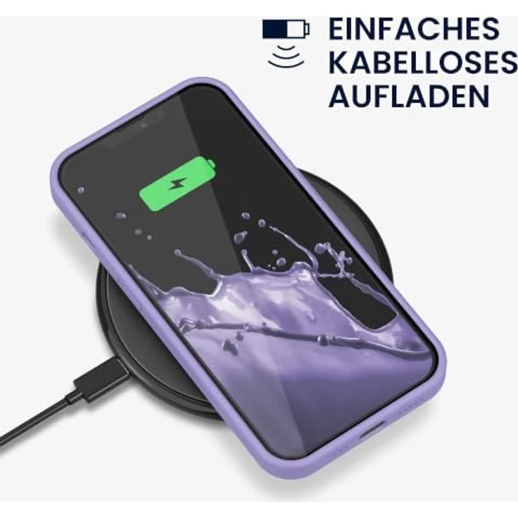 kwmobile Handyhülle für iPhone 13, Silikon Case in Lavendel, rutschfester Schutz, kabelloses Laden – Bild 5