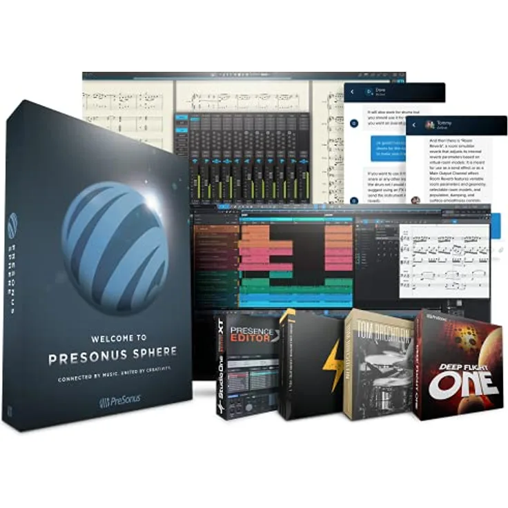 PreSonus Sphere, 1-Jahres-Mitgliedschaft Karte, für Zugriff auf die PreSonus-Software einschließlich Studio One Professional, Notion, Plug-Ins, Probepackungen, kurse, Online-Zusammenarbeit und mehr