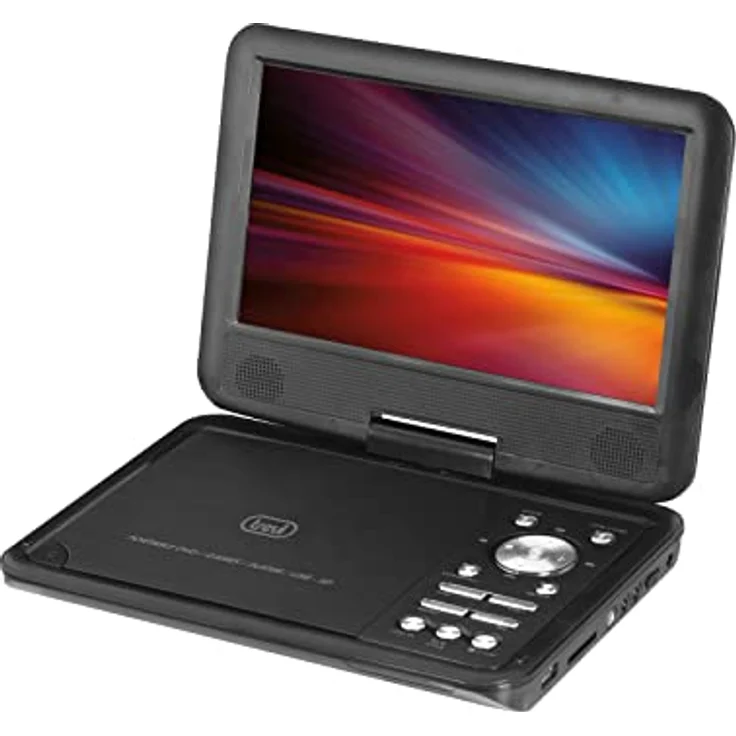 Trevi PDX1409, Tragbarer DVD-Player mit 9 Zoll LCD-Display, Schwarz, USB/SD-Eingang, integrierte Lautsprecher, Fernbedienung – Bild 1