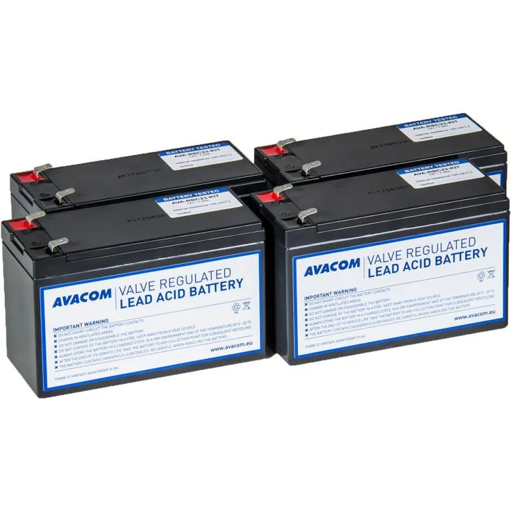 AVACOM AVA-RBC23-KIT, Bateriový Kit für APC RBC23, 4x plombierte Bleisäure-Batterien, Schwarz