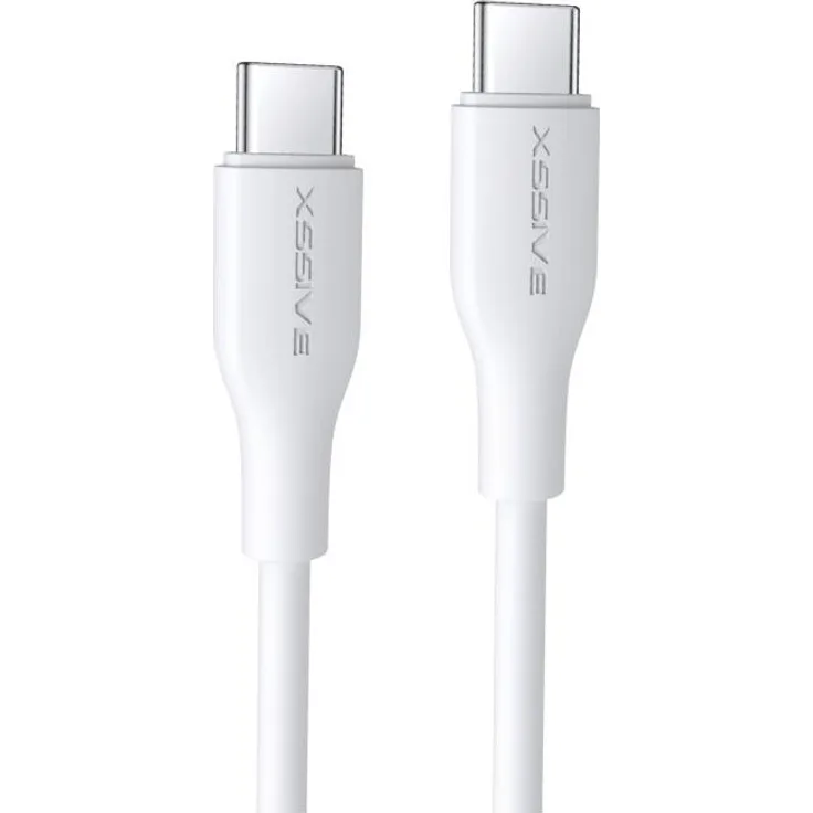 Xssive 65W 3 Meter USB-C zu USB-C Datenkabel, 2.4A Schnell-Ladekabel in Weiß für Lade- und Synchronisationsbedarf