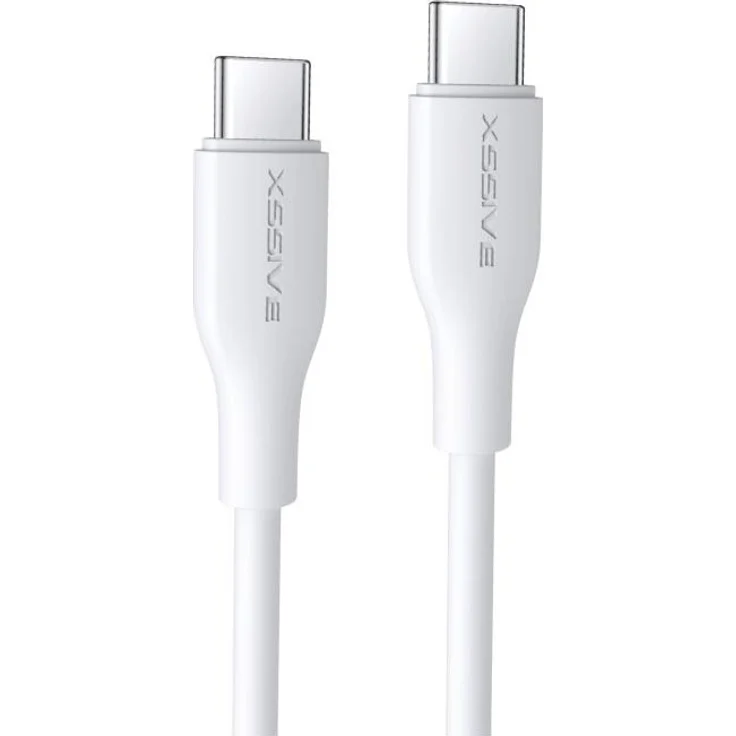 Xssive 65W 1 Meter USB-C zu USB-C Datenkabel, 2.4A Schnell-Ladekabel in Weiß für Lade- und Synchronisationsanwendungen