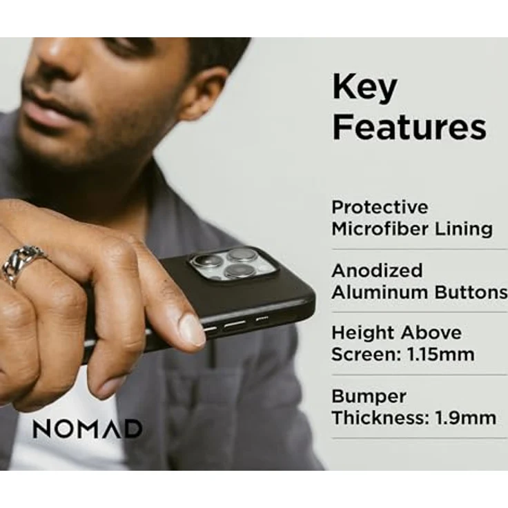 NOMAD Modern Leather Case | für iPhone 16 Pro Max | Polycarbonat & Echtleder | MagSafe-kompatibel | Black Horween – Bild 5
