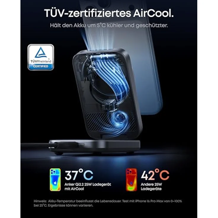 Anker Prime MagGo 3-In-1 Kabelloses Ladegerät, 25W Leistung, schwarz – Bild 3