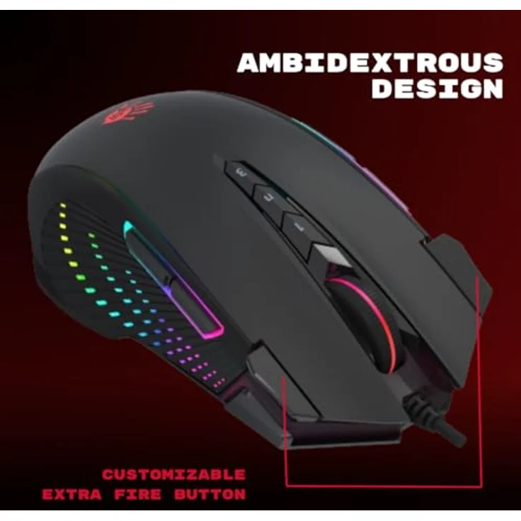 A4Tech Bloody J90S Gaming-Maus, 8000 CPI, anpassbare RGB-Beleuchtung, 6 Scharfschützenmodi, 2 zusätzliche Schießtasten, X/Y-Achse einstellbar, X'Glide Metallstiefel – Bild 3
