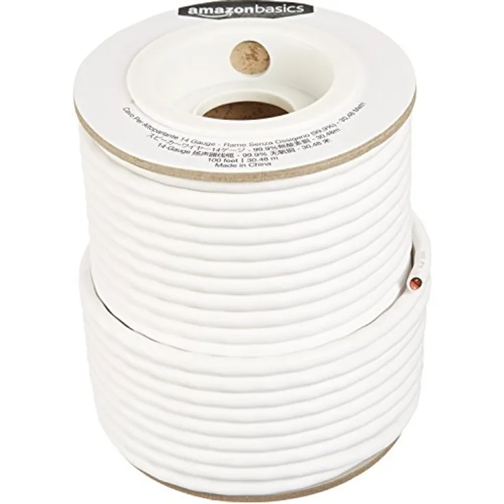 Amazon Basics - Lautsprecherkabel - 14 AWG (1,63 mm), 99,9 % sauerstofffreies Kupfer, 30,5 m