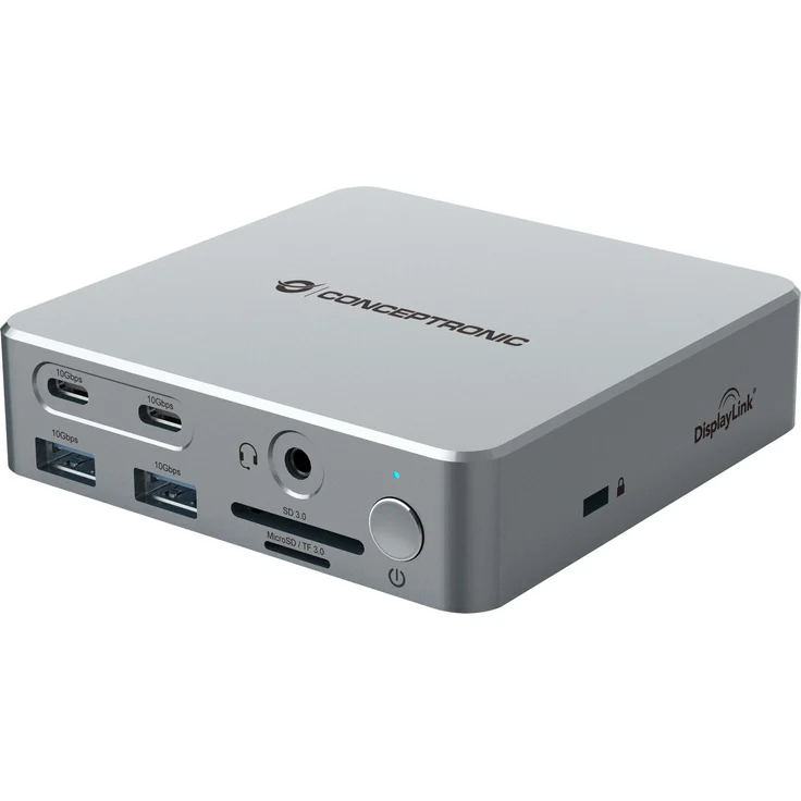 Conceptronic Dock 15-in-1 USB 3.2 Gen 2 mit 2xHDMI, 2xUSB-C, 4xUSB-A, DP und GbE LAN für 4K-60Hz Multimonitorbetrieb