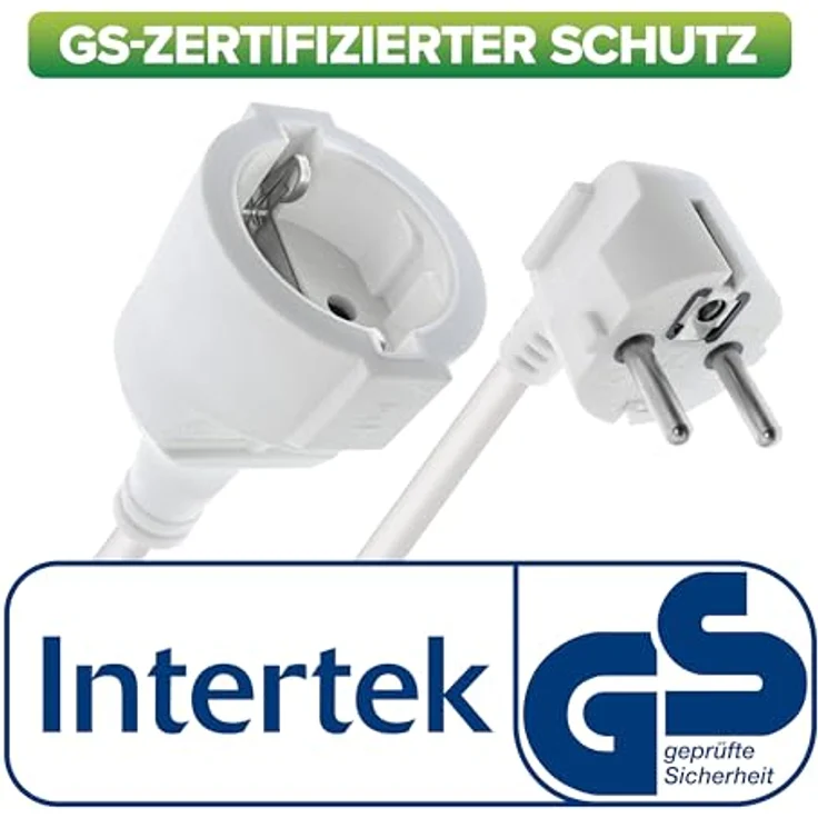 InLine Verlängerungskabel, gewinkelter Schutzkontaktstecker und Buchse, 15m, weiß, GS-geprüft, H05VV-F – Bild 2