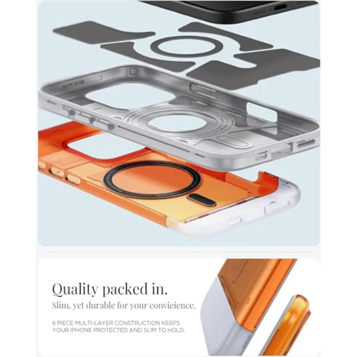 Spigen Classic C1 MagFit Hülle für iPhone 16 Pro - Einzigartiges durchscheinendes Design, Magnet für kabelloses Laden, Eckschutz - Tangerine – Bild 4
