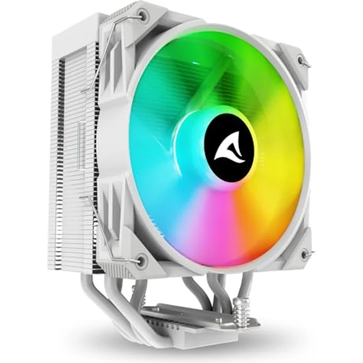 Sharkoon A40 RGB White Air Cooler, CPU Kühler mit 12 cm Lüfter und RGB-Beleuchtung, Weiss – Bild 1