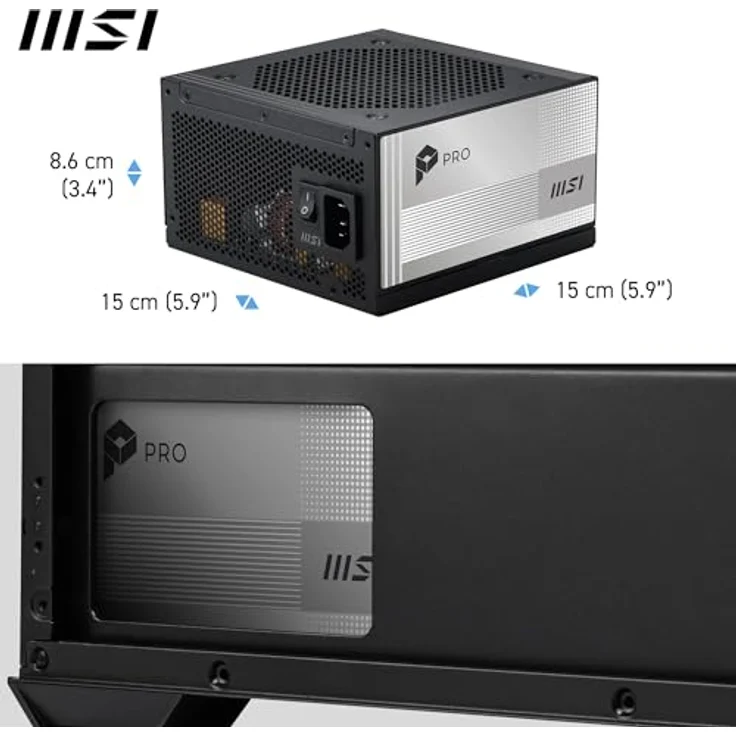 MSI PRO A850PL PCIE5, 850 Watt ATX Netzteil mit 80 Plus Platinum Zertifizierung und aktivem PFC – Bild 6
