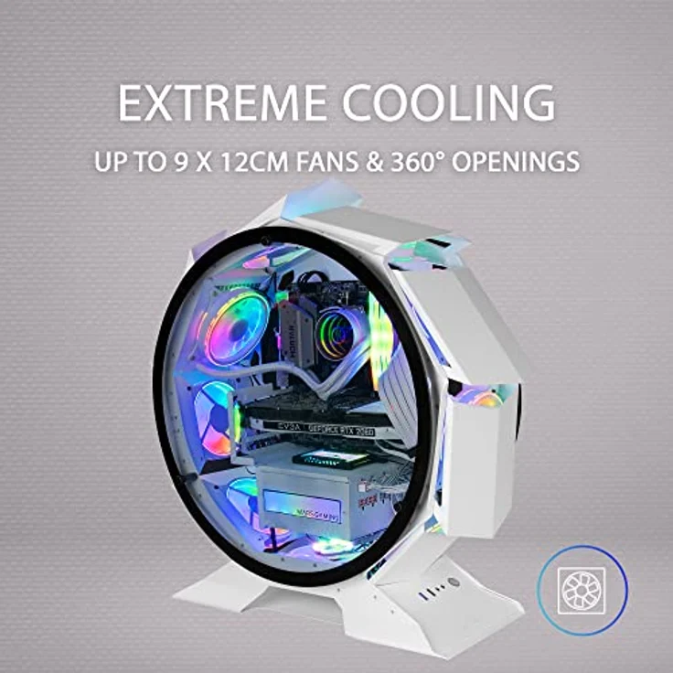 MarsGaming MCORB Weiß, Micro-ATX XL Gaming PC-Gehäuse, Custom Rundes Design, Gehärtetes Doppelglas, MCORBW – Bild 3