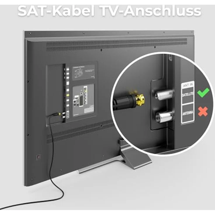 deleyCON 2m SAT TV Antennenkabel Koaxial mit 4-facher Schirmung, Vergoldete Metallstecker, Schwarz – Bild 5