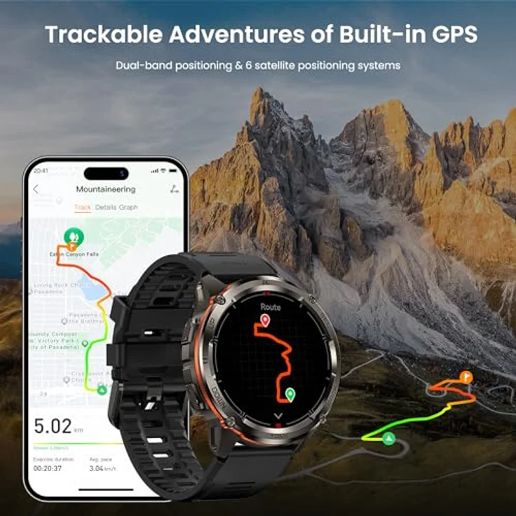 Kospet Smartwatch Tank T3 Ultra 2, robuste Smartwatch mit AMOLED-Display, 170+ Sportmodi, MIL-STD-810H zertifiziert, schwarz – Bild 4
