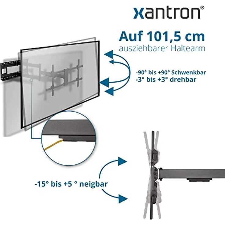 Xantron STRONGLINE-960XL TV Wandhalterung Schwenkbar Neigbar Drehbar - 43-80 Zoll, 4K, inkl. Montagematerial – Bild 3