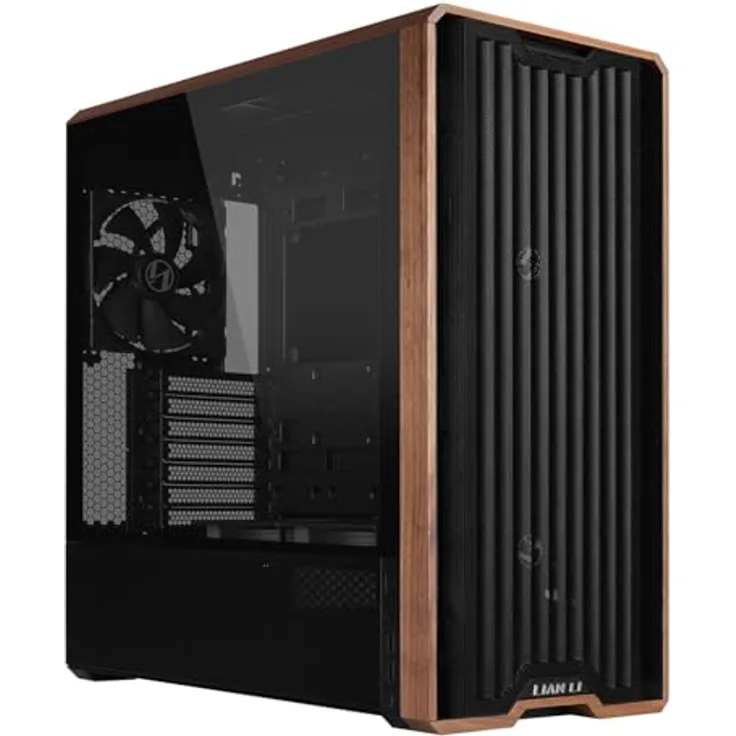 Lian Li Lancool 217 Midi-Tower Gehäuse, ATX mit Tempered Glass, schwarz, hervorragender Airflow, fünf PWM-Lüfter, integriertes Kabelmanagement