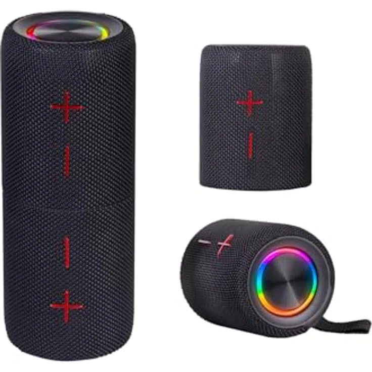 Trevi XR 8A44, Tragbarer Doppel-Lautsprecher mit 20 W Gesamtleistung, kabellos, IPX5 wasserfest, Micro SD, AUX-IN, Audio Wireless 5.3, Schwarz – Bild 1