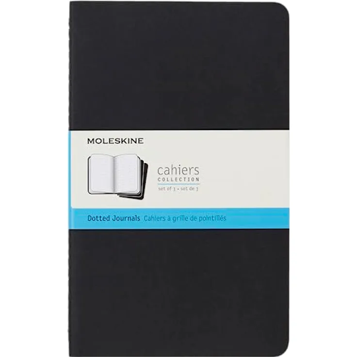 Moleskine Cahier Large/A5 Notizbuch, 3er Set mit Punktraster, Kartoneinband und 16 heraustrennbaren Seiten
