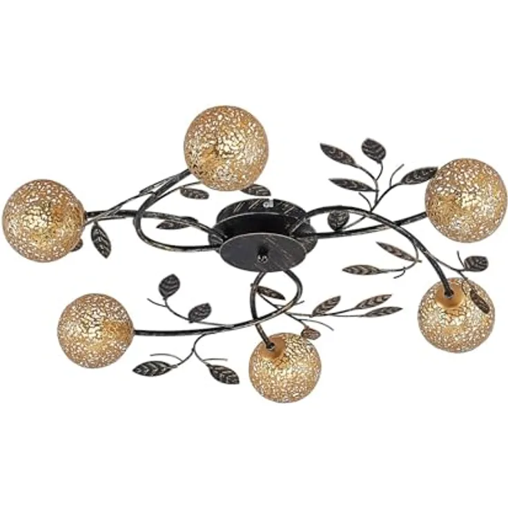 Lucande Deckenlampe 'Evory' in Gold/Messing aus Metall für Wohnzimmer & Esszimmer (6 flammig, G9) - Florentiner Deckenleuchte, Lampe, Wohnzimmerlampe by Lucande