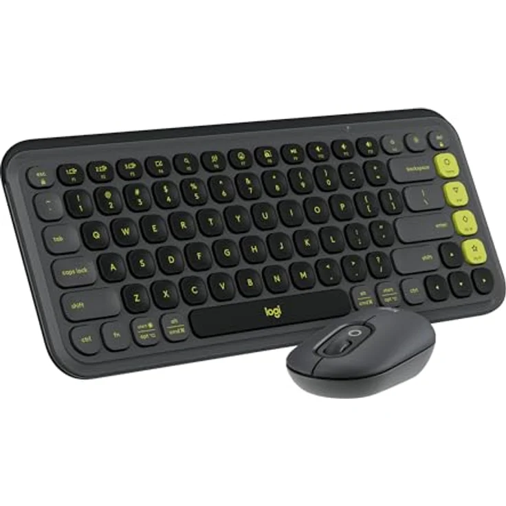 Logitech POP ICON Combo, Bluetooth-Tastatur-Maus-Set, programmierbare Tasten, leise Klicks, Easy-Switch für bis zu 3 Geräte – Grafit
