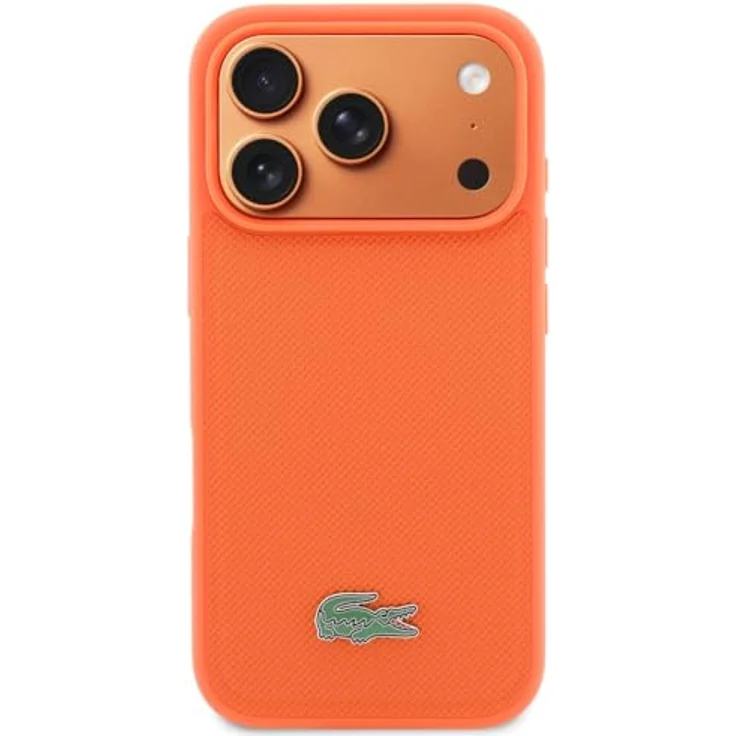 CG MOBILE Lacoste Petit Pique Lack Logo Hülle für iPhone 17 Pro, MagSafe-kompatibel, orange, aus Kunstleder/TPU/PC – Bild 3