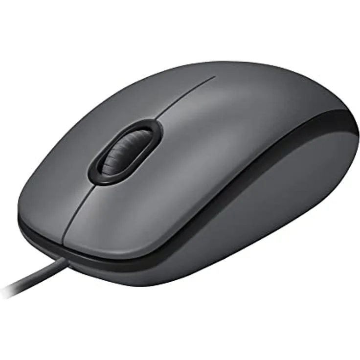 Logitech M100 Kabelgebundene USB-Maus, 3 Tasten, 1000 DPI Optical Tracking, Für Links- und Rechtshänder, Kompatibel mit PC, Mac, Laptop - Grau