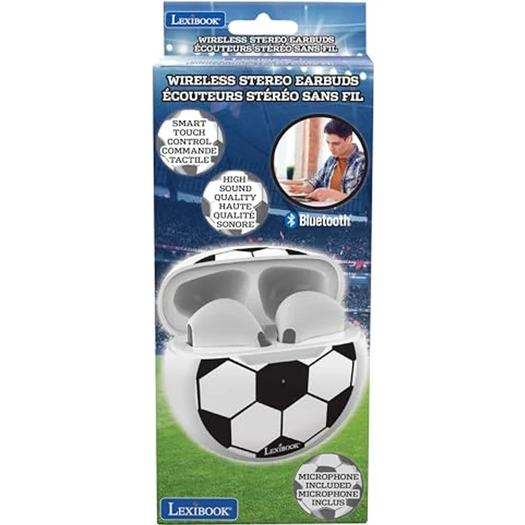 Lexibook HPBT05FO, Draadloze Stereooordopjes mit Hoge Geluidskwaliteit, Geïntegreerde Microfoon, Slimme Aanraakbediening, Oplaadetui, Geluidsniveau Beperkt tot 85 dB, Zwart/Wit – Bild 5