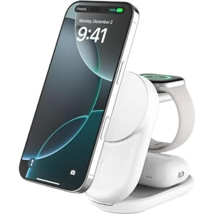 Belkin Ultracharge 25 Watt Qi2 Magneti, 3-in-1 Wireless Charger mit Schnellladefunktion, weiß – Bild 2