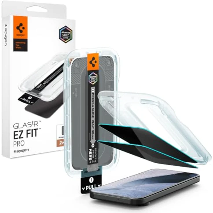 Spigen Glass tR EZ Fit Pro (Privacy) 2 Pack - Displayschutzfolie für Google Pixel 10/11 mit seitlichem Blickschutz und 9H+ Kratzfestigkeit – Bild 1