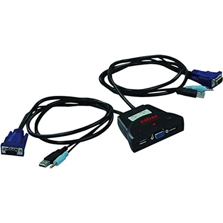 Roline KVM-Switch 'Star', automatischer KVM-Switch für 2 PCs mit VGA, USB und Audio, Schwarz – Bild 2