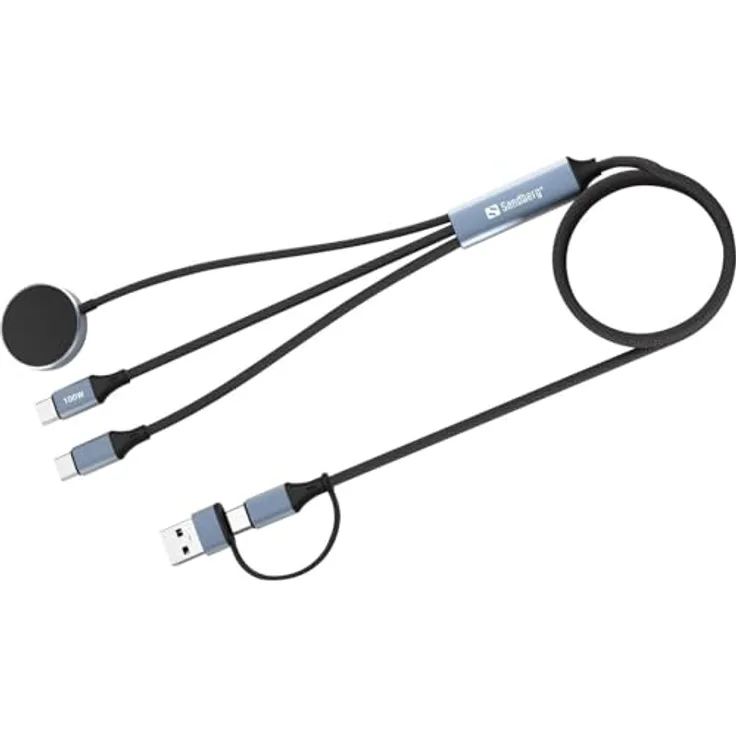 Sandberg 3in1 Travel Charge Cable 100W, USB-Kabel für schnelles Laden und Datentransfer