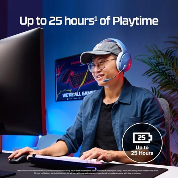HyperX Cloud Jet, Dual Wireless Gaming Headset mit 2.4GHz & Bluetooth, 40mm Treibern, 25 Stunden Akkulaufzeit, Swivel-to-Mute Mikrofon, leichtes Design, blau – Bild 4