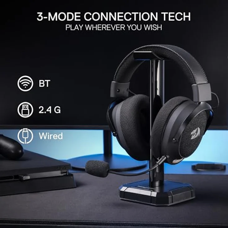 Redragon ARROW Pro Carbon H858, 7.1 Wireless Gaming Headset mit 53-mm-Treibern, Schwarz – Bild 2