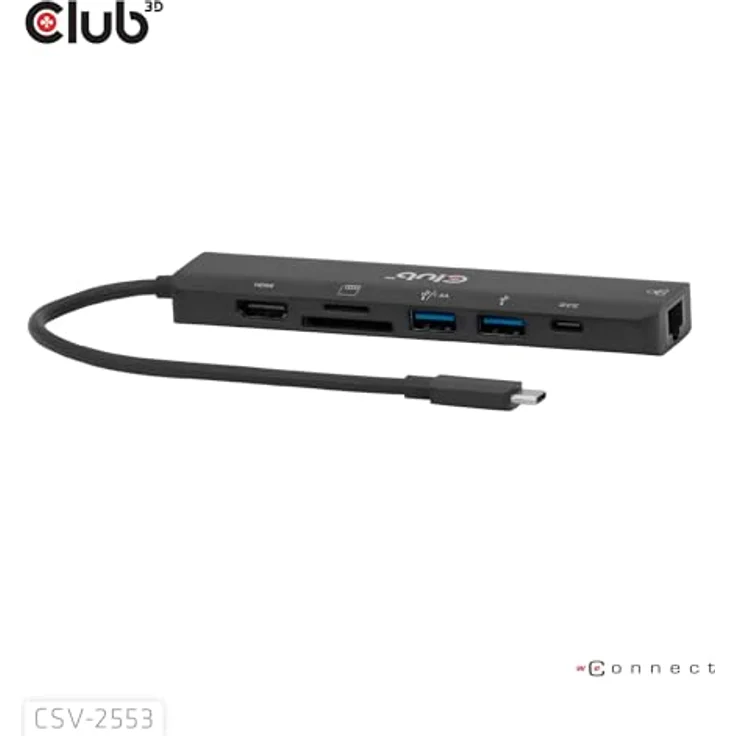 club3D CSV-2553, USB-C® Dockingstation mit 7 Ports, HDMI™, 2x USB-A, Gigabit Ethernet und integriertem Kartenleser, Power Delivery bis 100W – Bild 7