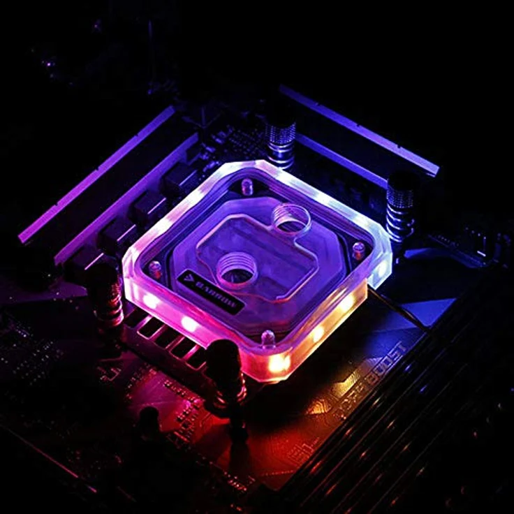Barrow AMD CPU-Wasserkühler RGB, All-in-One Wasserkühlung für AM3+/AM4/FM2, Acryl - schwarz, vernickelte Kupferbodenplatte, individuelle RGB-Beleuchtung – Bild 3
