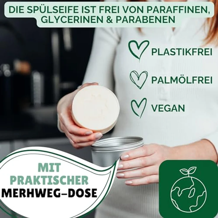 Protea Festes Spülmittel, biologisch abbaubare Geschirrspülseife, vegan, plastik- und palmölfrei, mit natürlichen Inhaltsstoffen, in Öko-Dose – Bild 2
