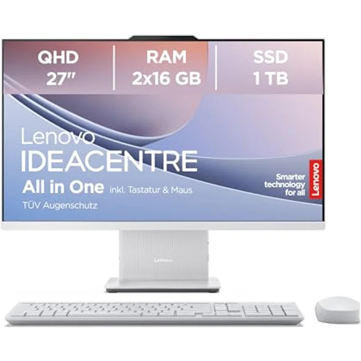 Lenovo IdeaCentre AIO 27IRH9, All-in-One-PC mit 27" QHD Display, Intel Core i7-240H, 32GB RAM, 1TB SSD, Intel Grafik, Win11 Home, QWERTZ, grau, inkl. Tastatur & Maus, 3 Monate Premium Care – Bild 1