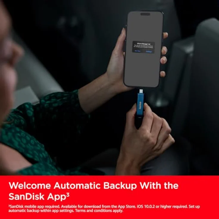 SanDisk Phone Drive, Flash-Laufwerk 2-in-1, iPhone Speicher 128GB, Metallic Sky (Automatisches Backup, Lightning und USB Type-C Anschluss, Passwortschutz, Verschlüsselung) – Bild 3