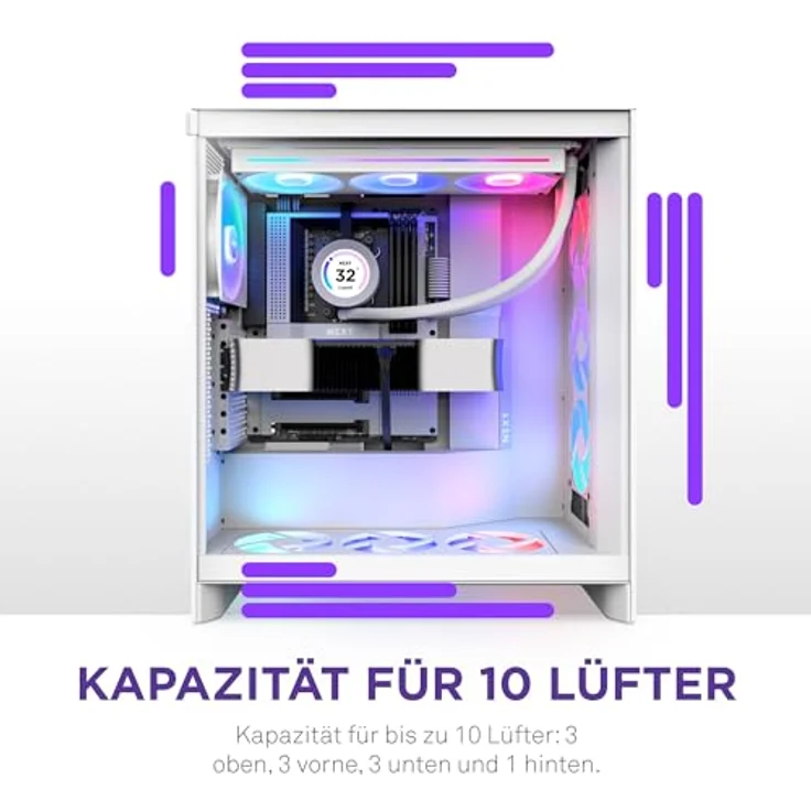 NZXT H7 Flow RGB (2024) Mid-Tower White (ATX), PC Gehäuse, Weiss – Bild 7