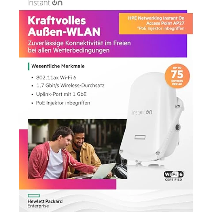 Aruba HPE Networking Instant On Access Point AP27 2x2 WiFi 6 für Außenbereich | EU-Modell (S1T42A) – Bild 3