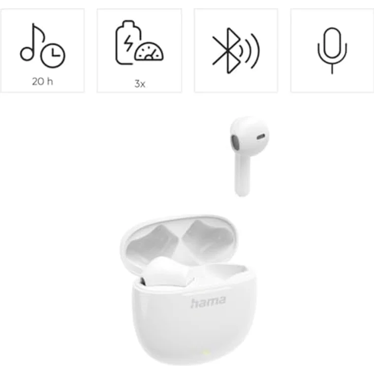Hama Action One In-Ear Bluetooth Kopfhörer, True Wireless, 4 h Laufzeit, Weiß – Bild 2
