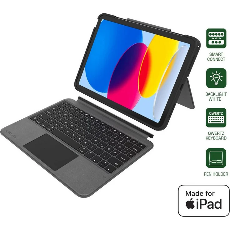 4smarts Tastatur Case 2in1 Solid Smart Connect für iPad 10. Generation, spritzwassergeschützt, stoßfest, schmutzabweisend – Bild 1