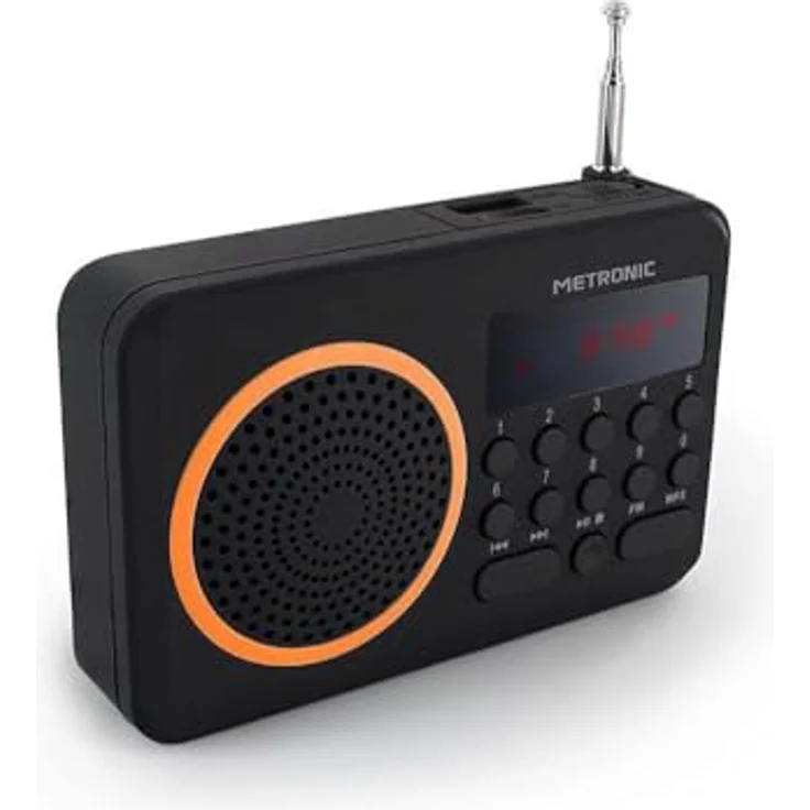 Metronic 477204 Tragbares UKW Radio Schwarz-Orange – Bild 2
