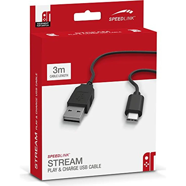 Speedlink Stream Play & Charge USB Cable - USB-Ladekabel für Nintendo Switch (gleichzeitiges Aufladen und Spielen - an der Nintendo Switch-Docking-Station mit USB-C-Stecker - 3m Kabellänge) schwarz – Bild 3