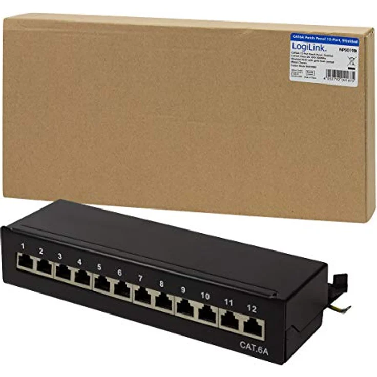 LogiLink NP0019B, 12 Port Patch-Panel CAT 6a für Wand- und Tischmontage, geeignet für 10 Gigabit Ethernet und PoE – Bild 9