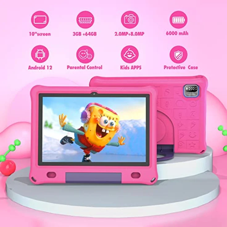 Lipa WQ01 Kinder Tablet Rosa 10,1 Zoll - Kids Tablet - 64 GB Speicher - 3 GB Arbeitsspeicher - Großer Bildschirm - Mit vorinstallierter Spiele-Software - Play Store - Einstellbarer Kinderschutz – Bild 5